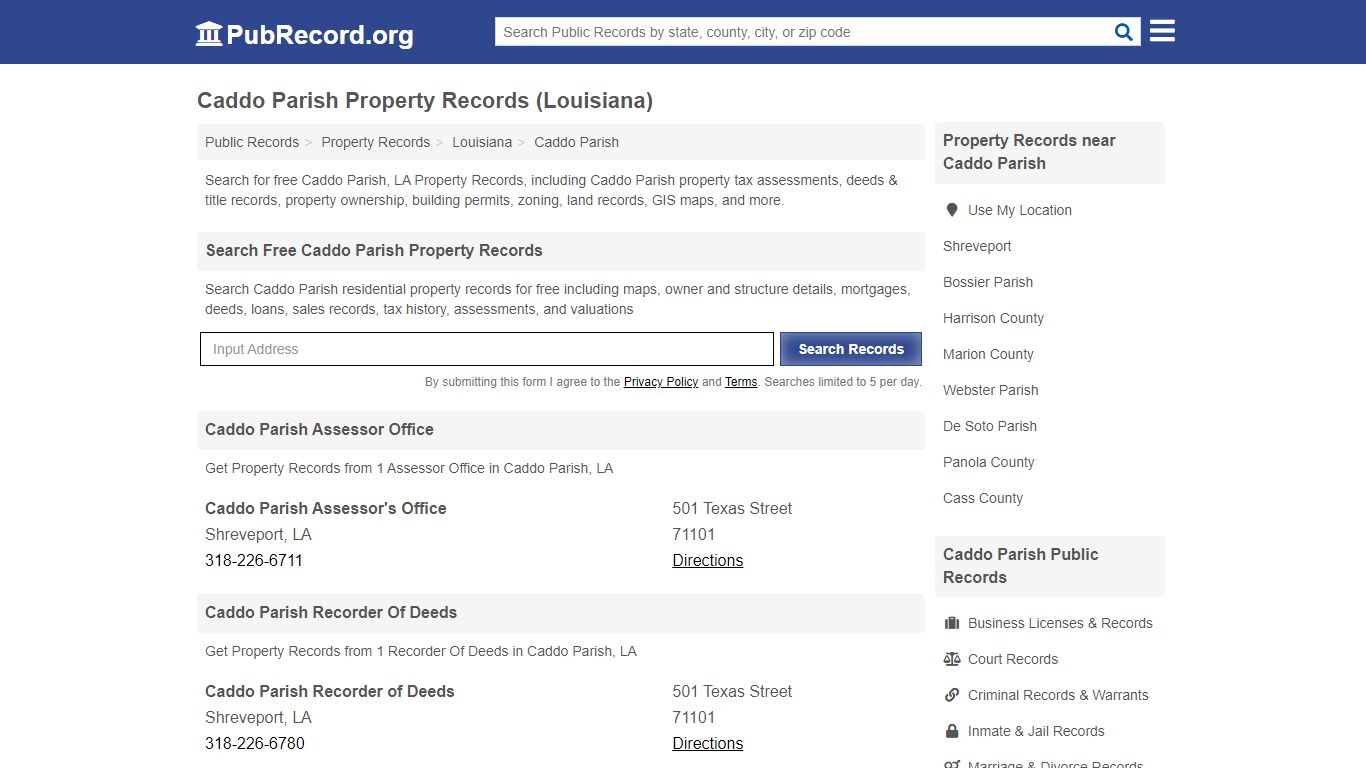 Caddo Parish Property Records (Louisiana) - Free Public Records Search