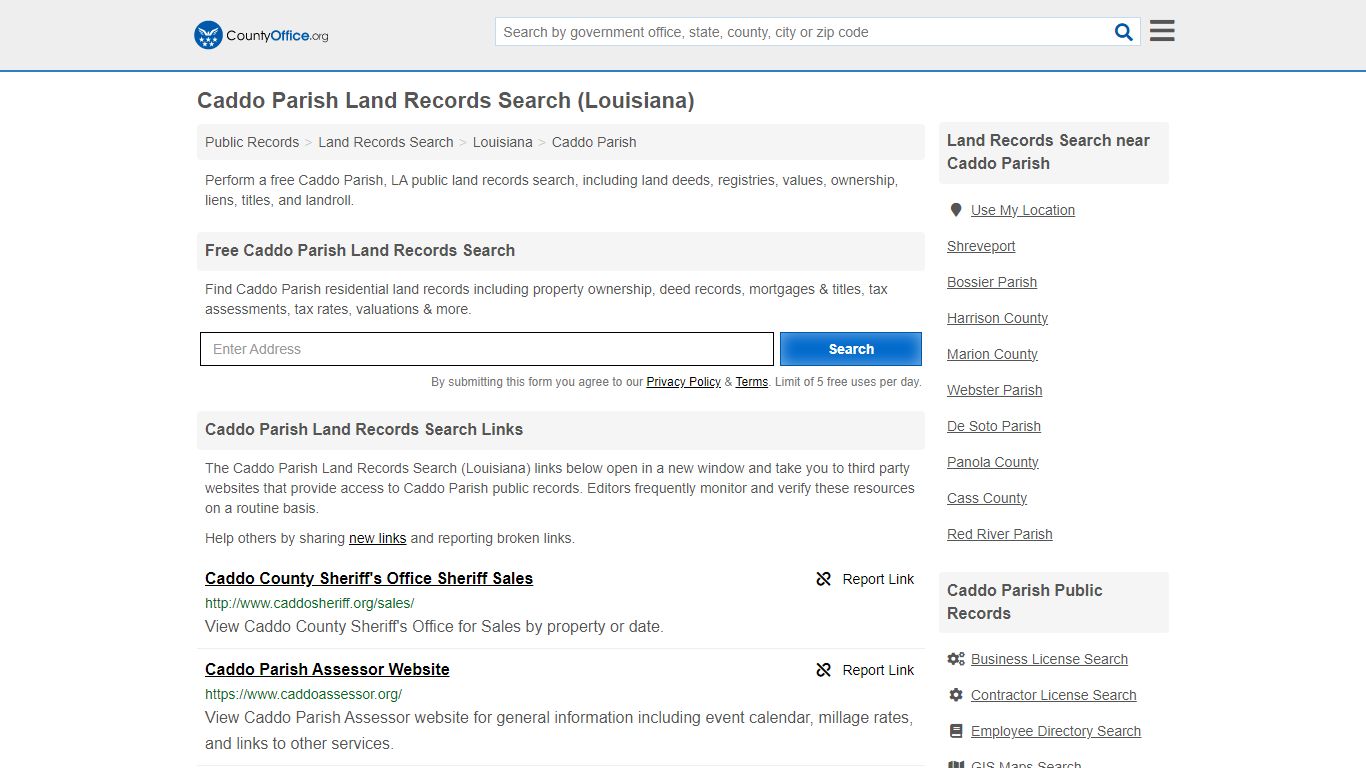 Land Records Search - Caddo Parish, LA (Deeds, GIS Maps, Liens & Titles)